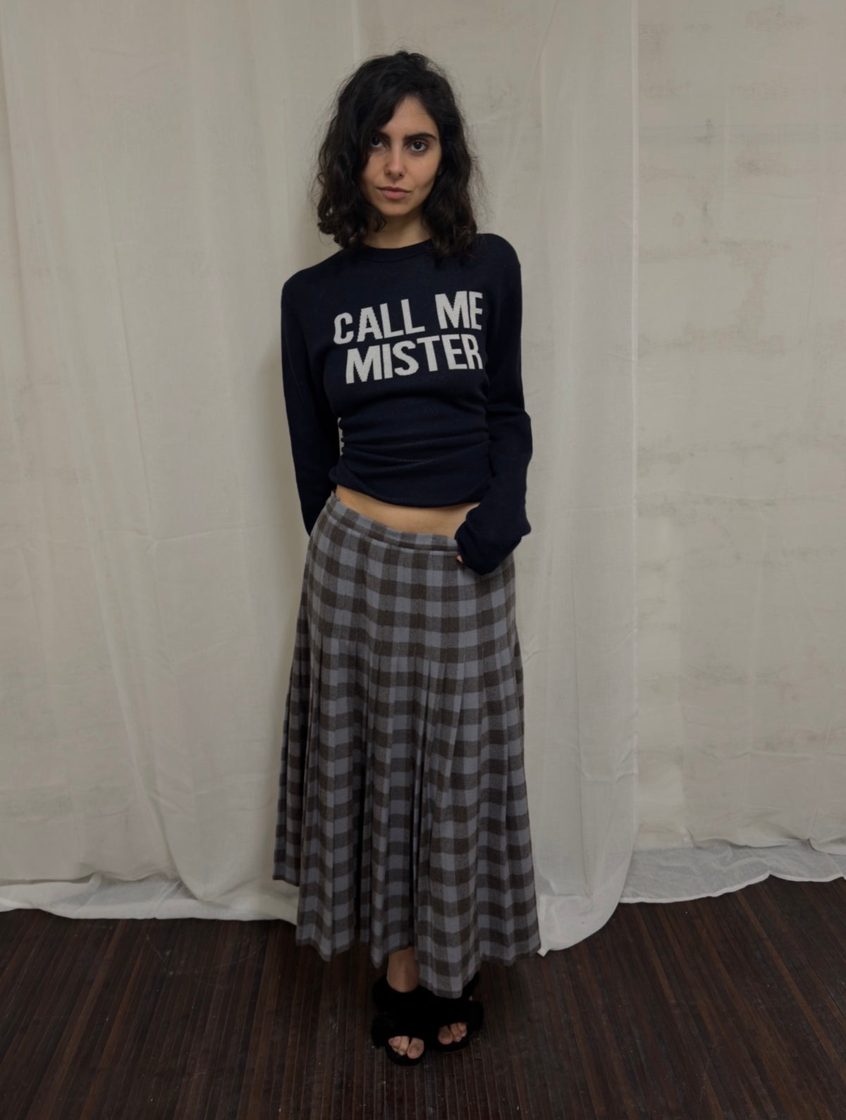 Pleated wool skirt