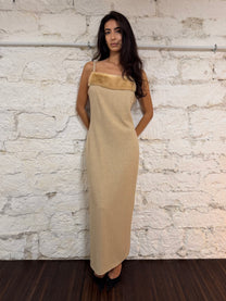 Mink Fur &amp; Wool Maxi Dress