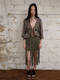 Fringed suede skirt