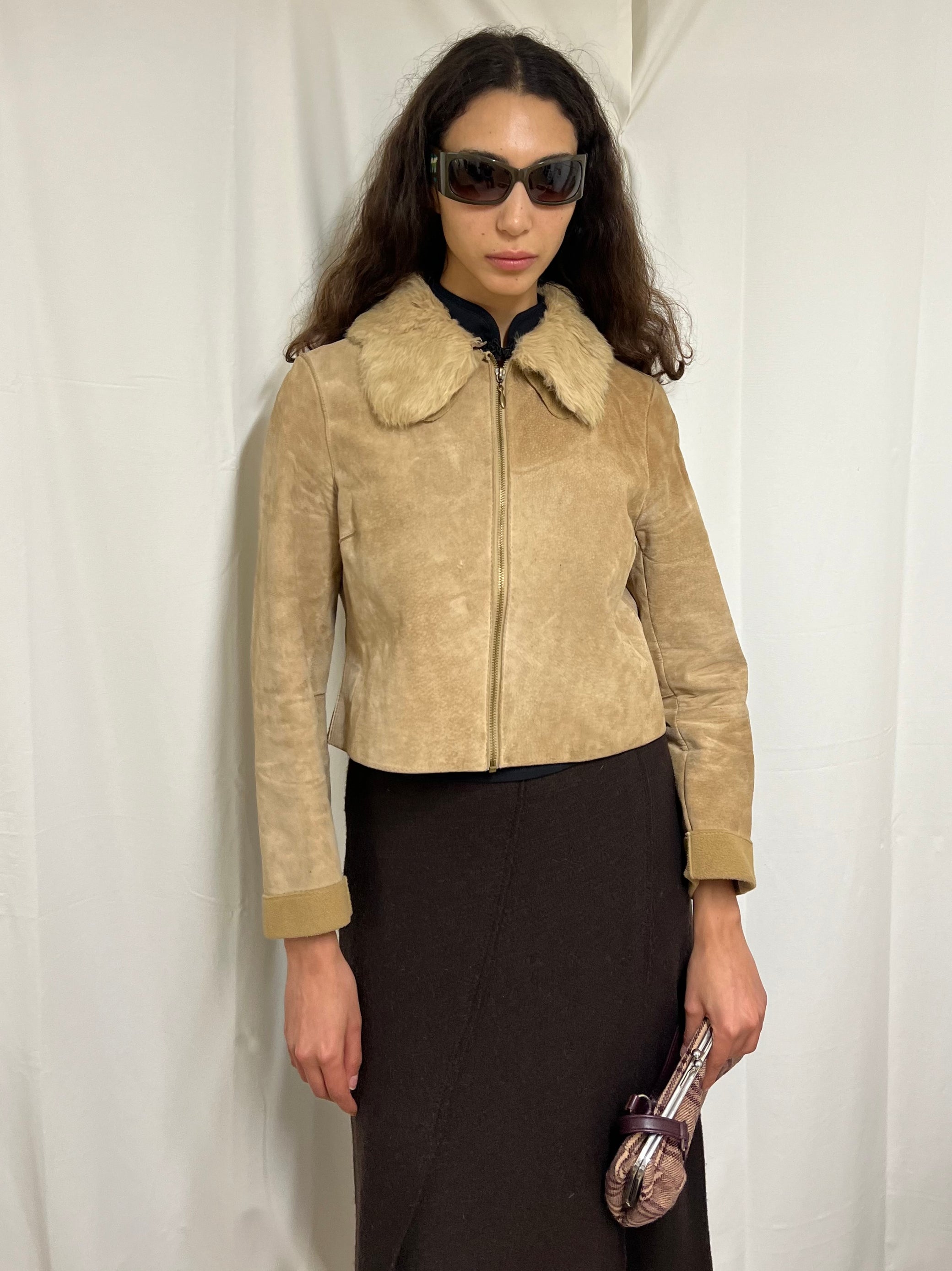 Suede cropped jacket