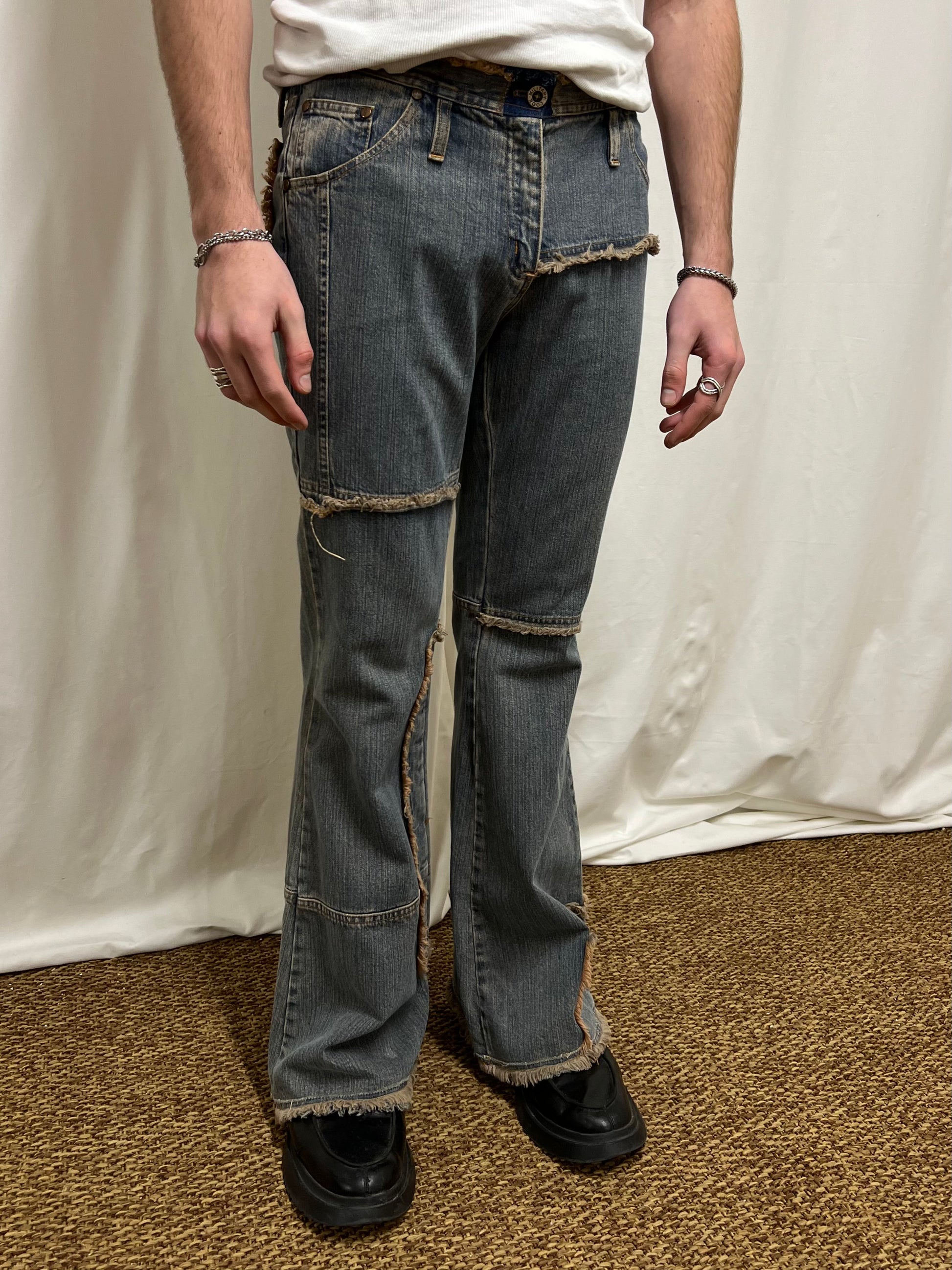 Patchwork flared jeans