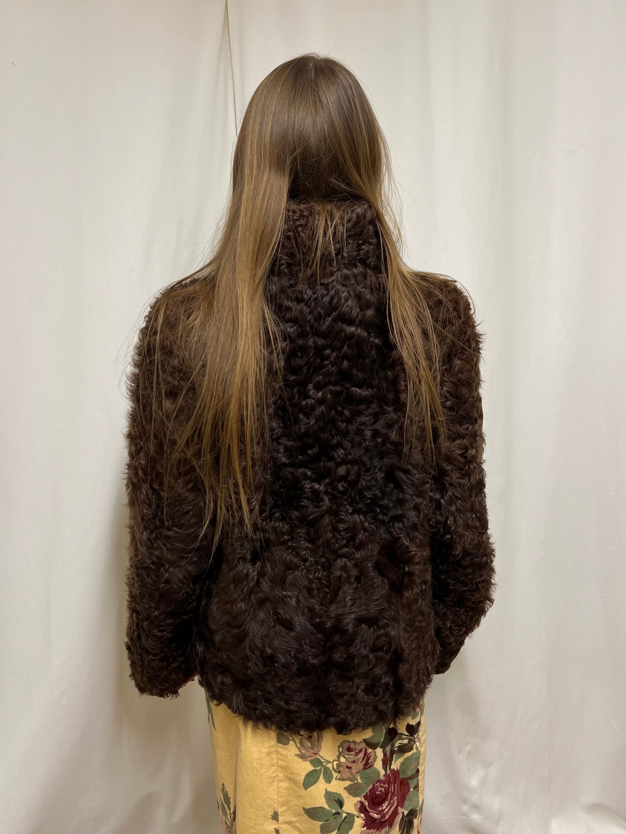 Cropped curly fur jacket