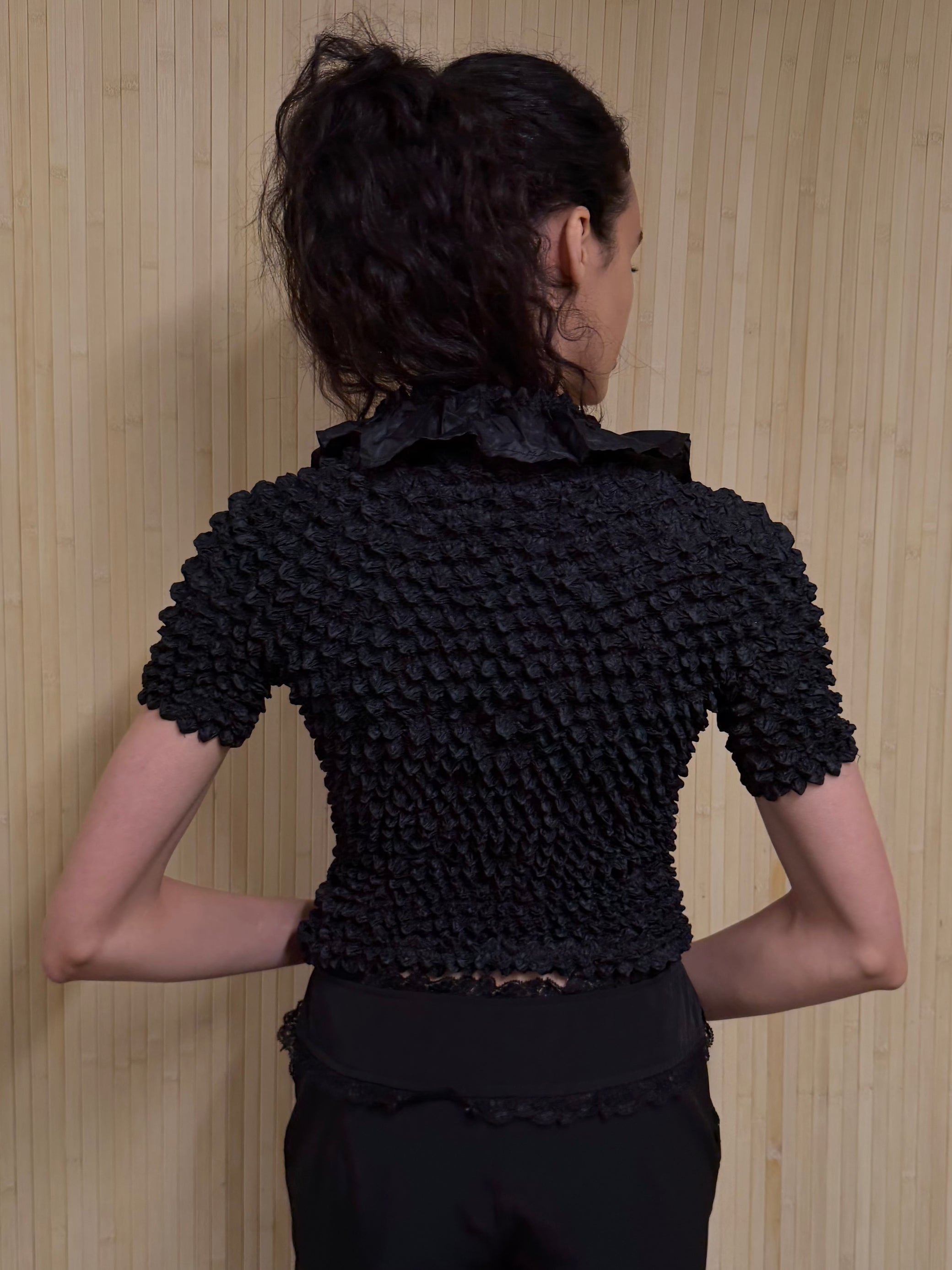 Popcorn black polo top
